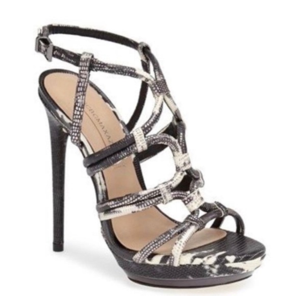 BCBG FARROW Black Spotted Lizard Stilettos - Picture 2 of 15